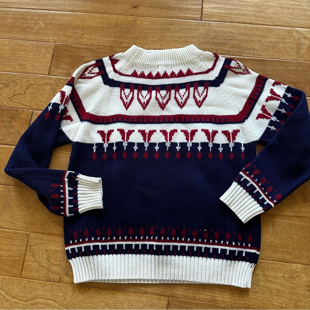 Vintage 1960’s JCPenney Acrylic Knit Ski Sweater Mock Neck Fairisle